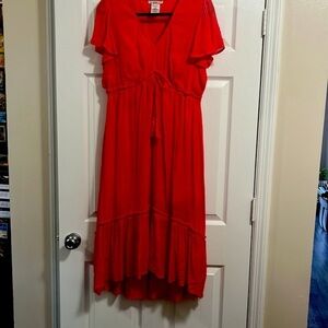 Red Flutter Dress Nordstrom sz Large